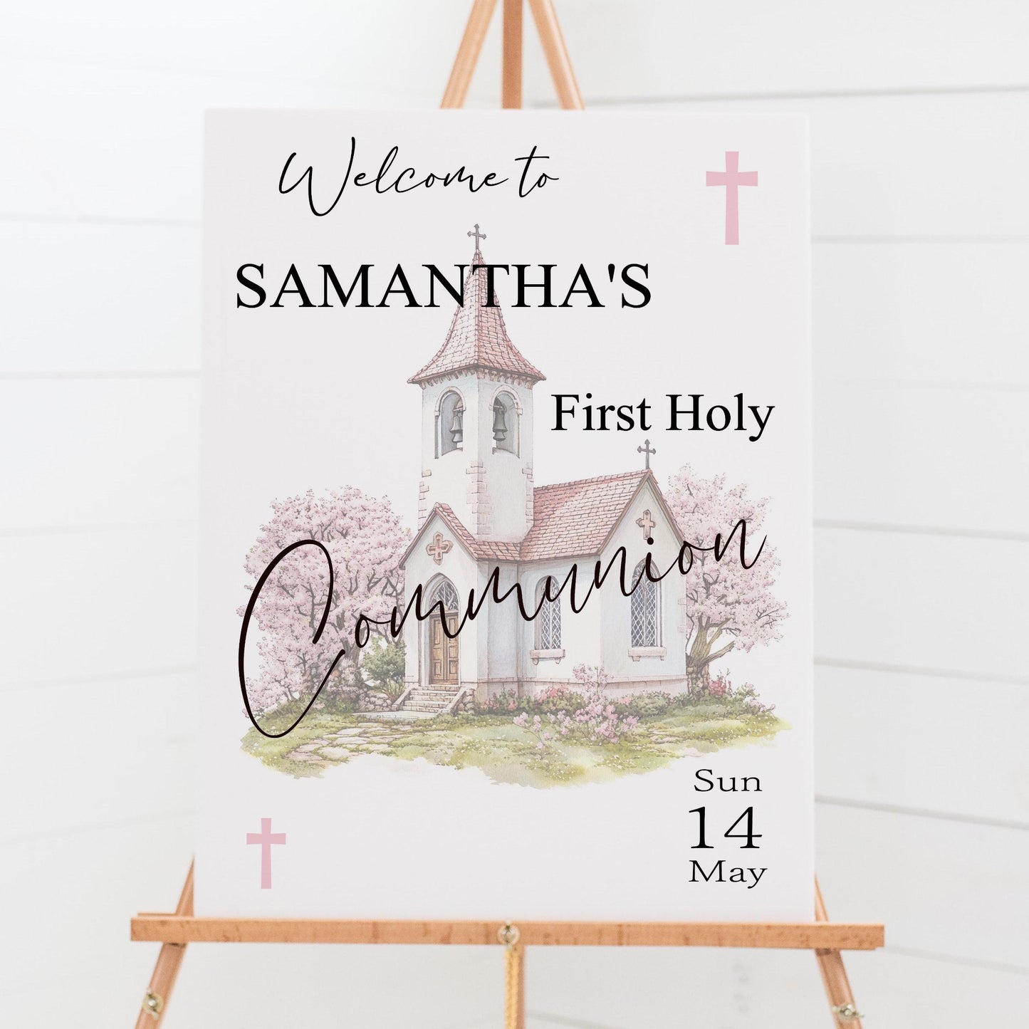 Personalised First Holy Communion Welcome Sign, Custom Baptism & Christening Sign