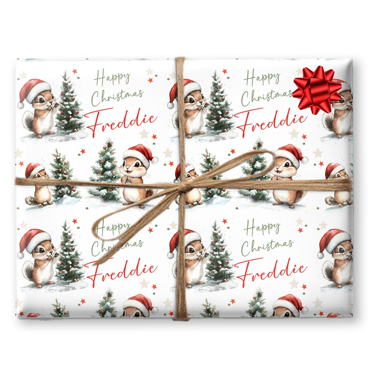 Novelty fun gift wrapping, Cute Squirrel, Personalised Girls or Boys Paper, Gift Wrap for Her
