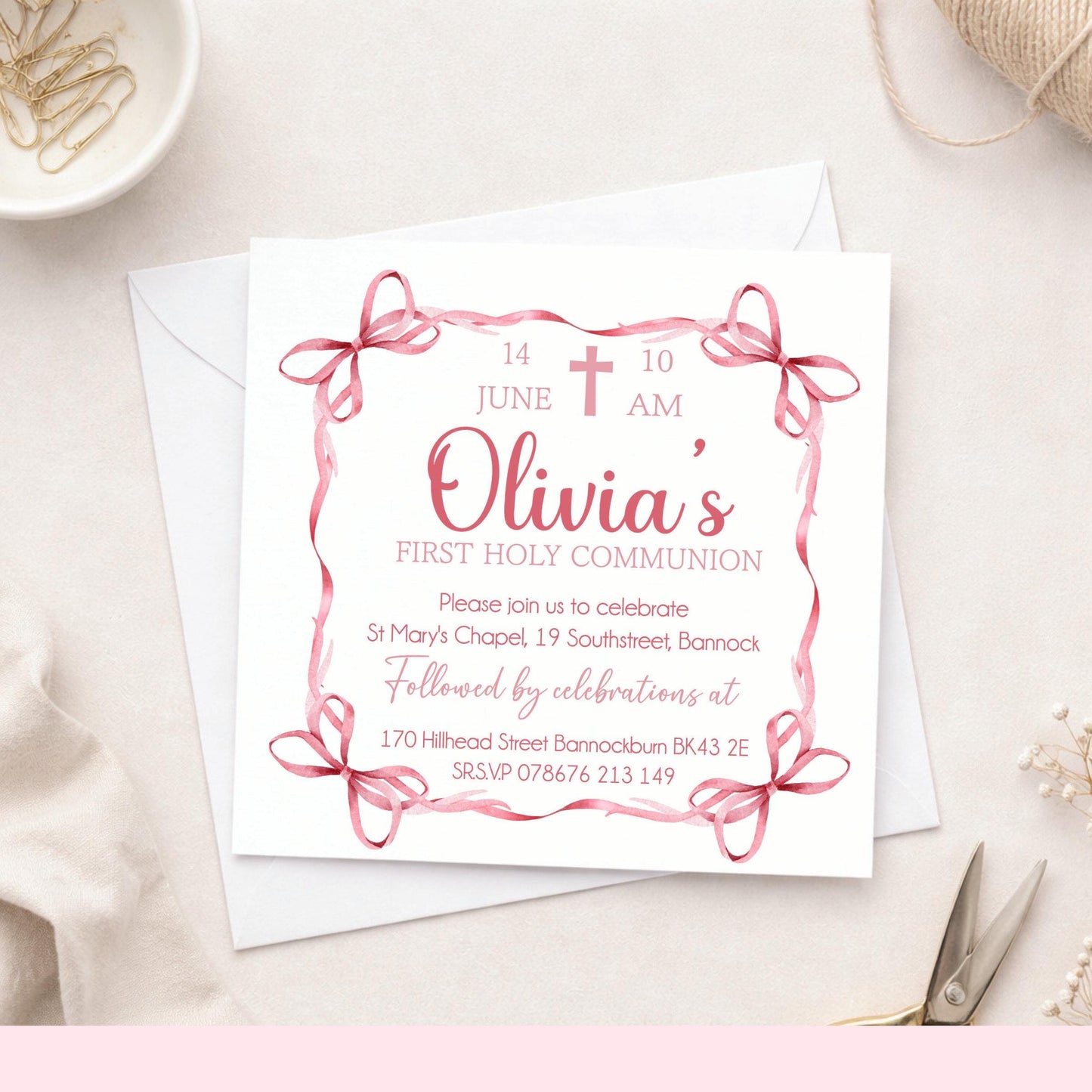 Printed Personalised First Holy Communion Invitations, Baptism or Confirmation Party