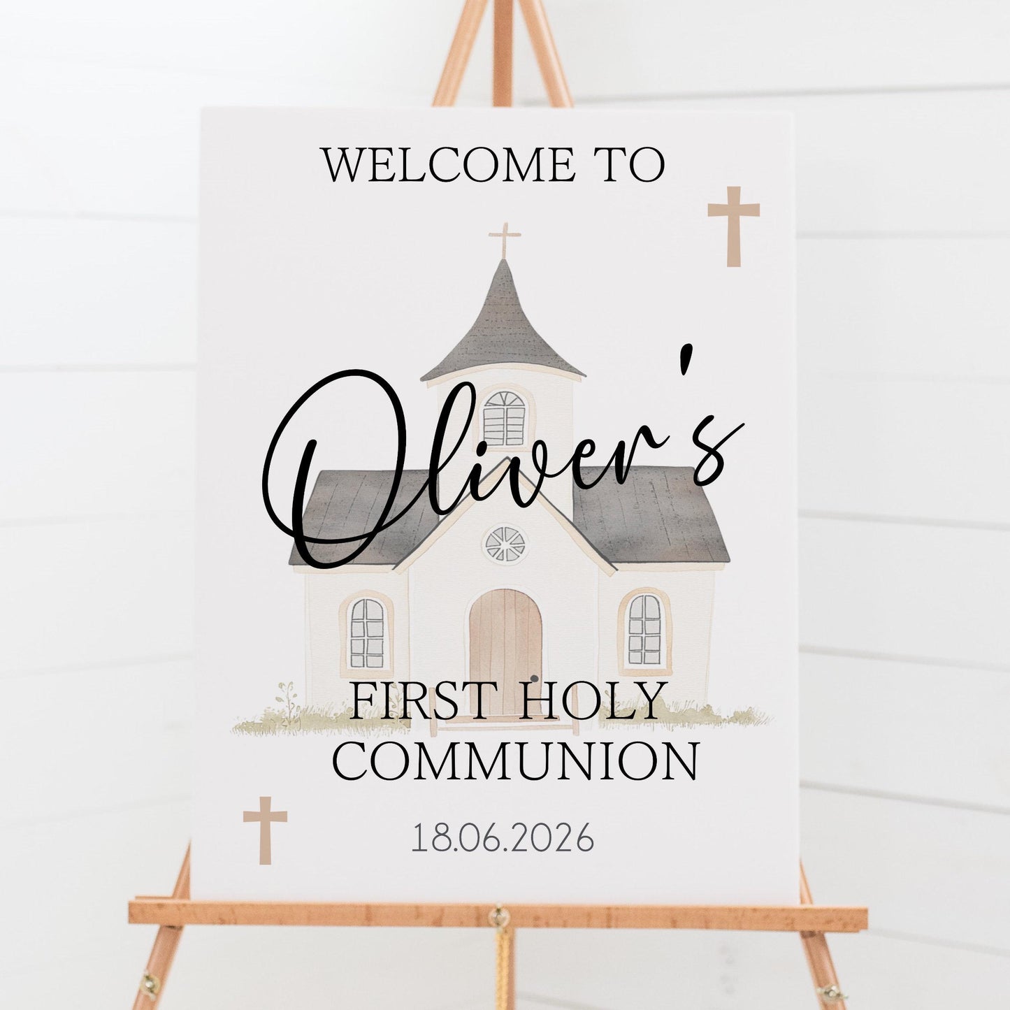 First Holy Communion Welcome Sign Personalised Printed, Custom Baptism & Christening Sign