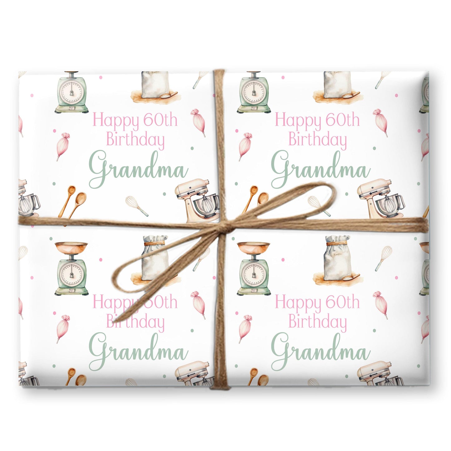 Personalised Food Baking Gift Wrapping Paper Custom Name & Cute Baking Design for Food Lovers