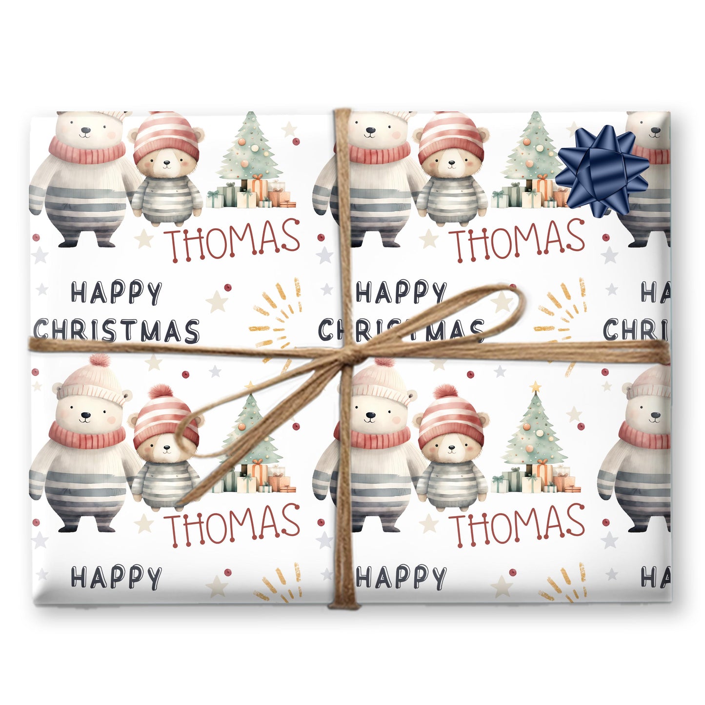 Childrens Gift Wrap Wrapping Paper, Cute Bears, Personalised Boys and Girls Paper, Gift Wrap for Him Her