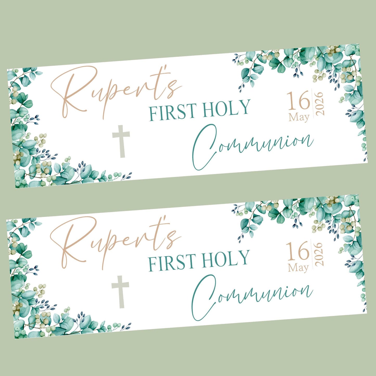 Personalised First Holy Communion Banner, Baptism Confirmation Party Decor