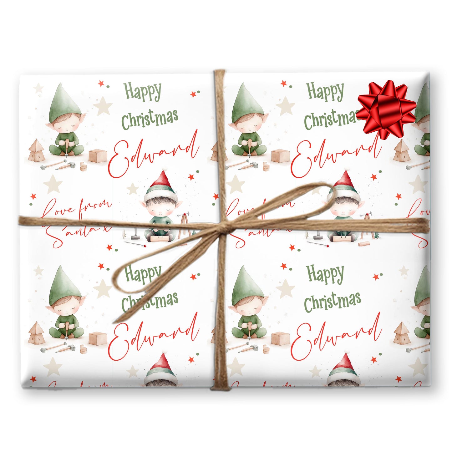 Personalised Elf Christmas Gift Wrap | Personalised Christmas Wrapping Paper | Personalised Gift Wrap | Fun Gift Wrap | Boy Elf
