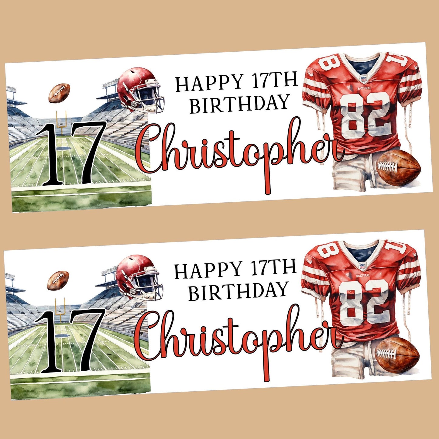 Personalised Happy Birthday Party Banner, Party Decor, Add Name Age, American Football Design