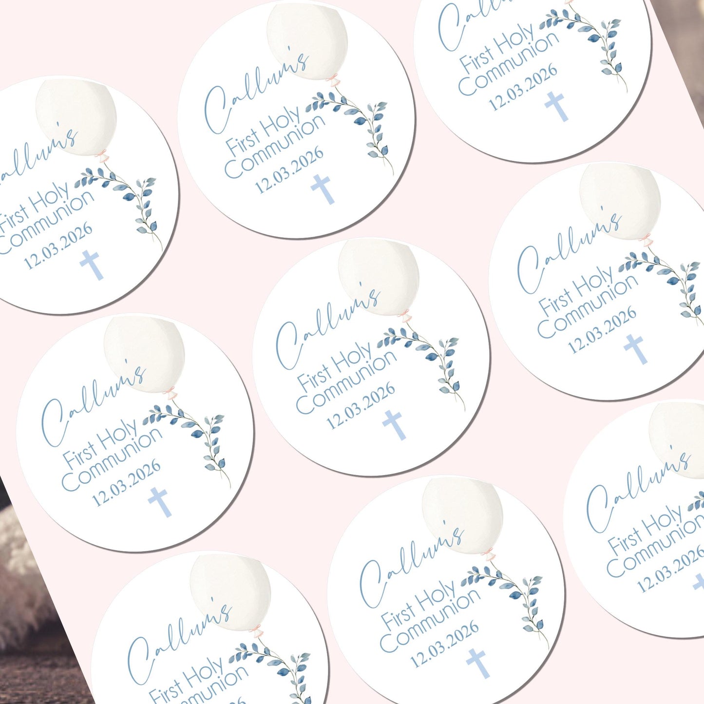 Personalized First Holy Communion Stickers, Party Favor Labels, Confirmation, Christening stickers