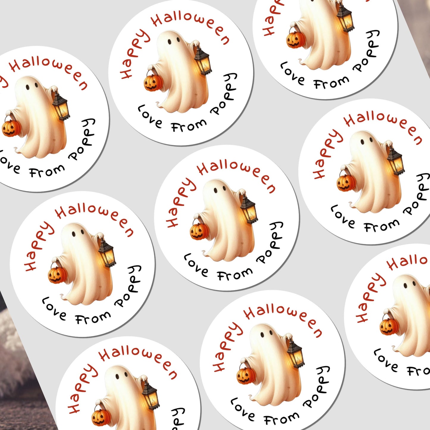 Personalised Halloween Stickers Labels for Sweet Cones Trick or Treat Bags