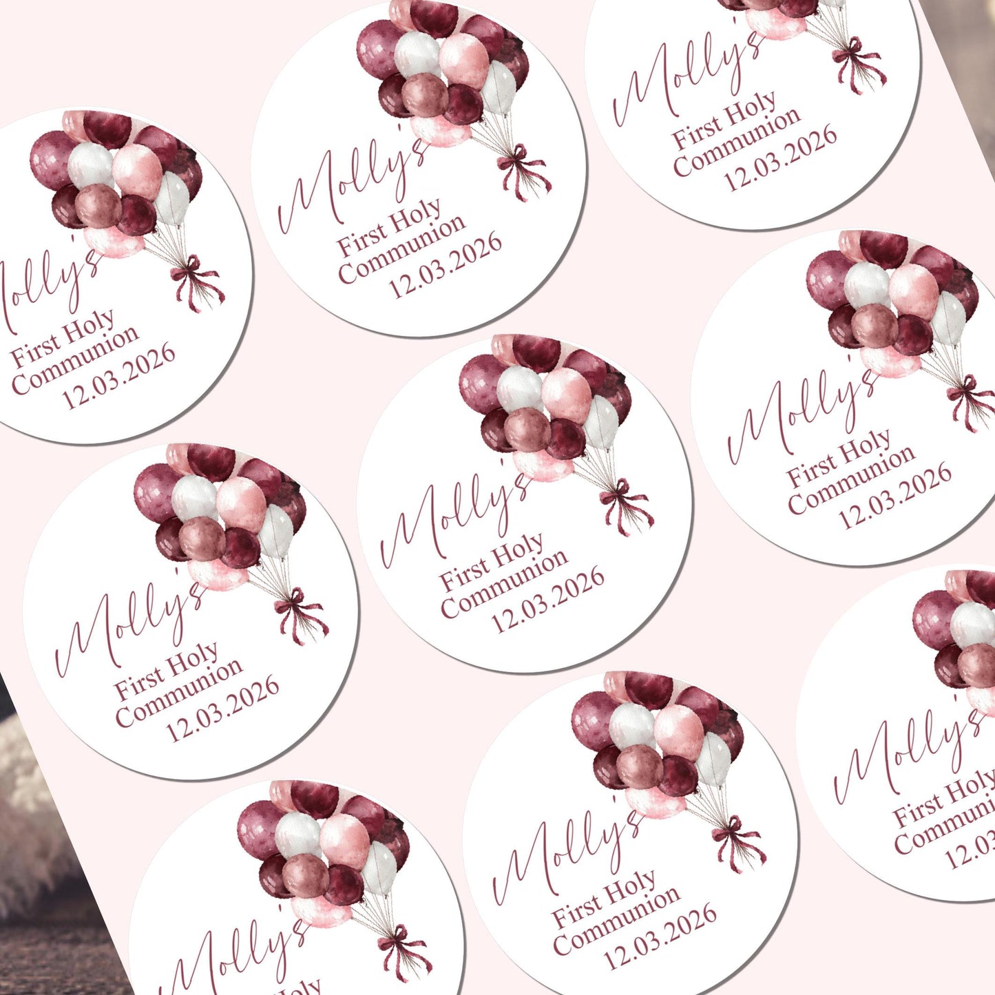 Personalized First Holy Communion Stickers, Party Favor Labels, Confirmation, Christening stickers