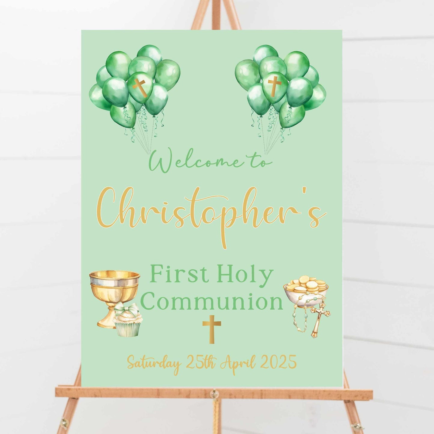 Printed Personalised First Holy Communion Welcome Sign, Custom Baptism & Christening Sign