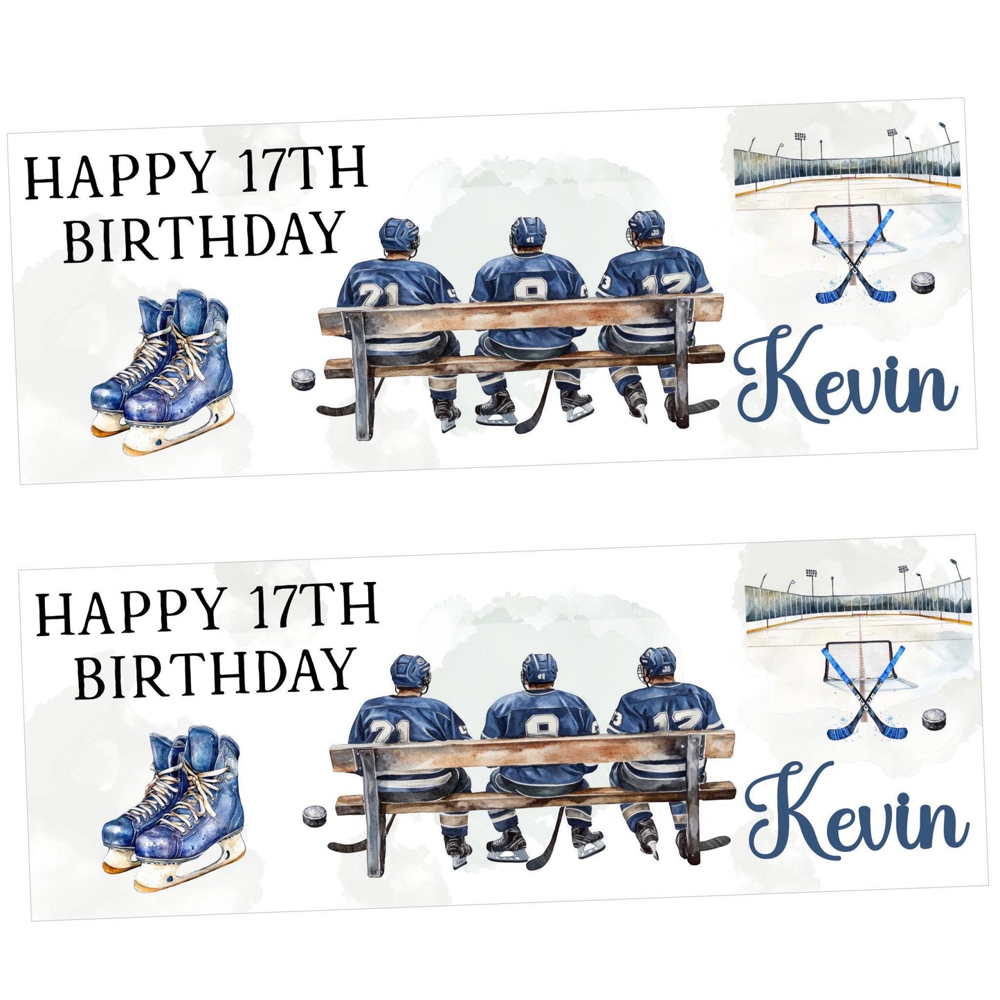 Personalised Happy Birthday Party Banner, Party Decor, Add Name Age, Ice Hockey