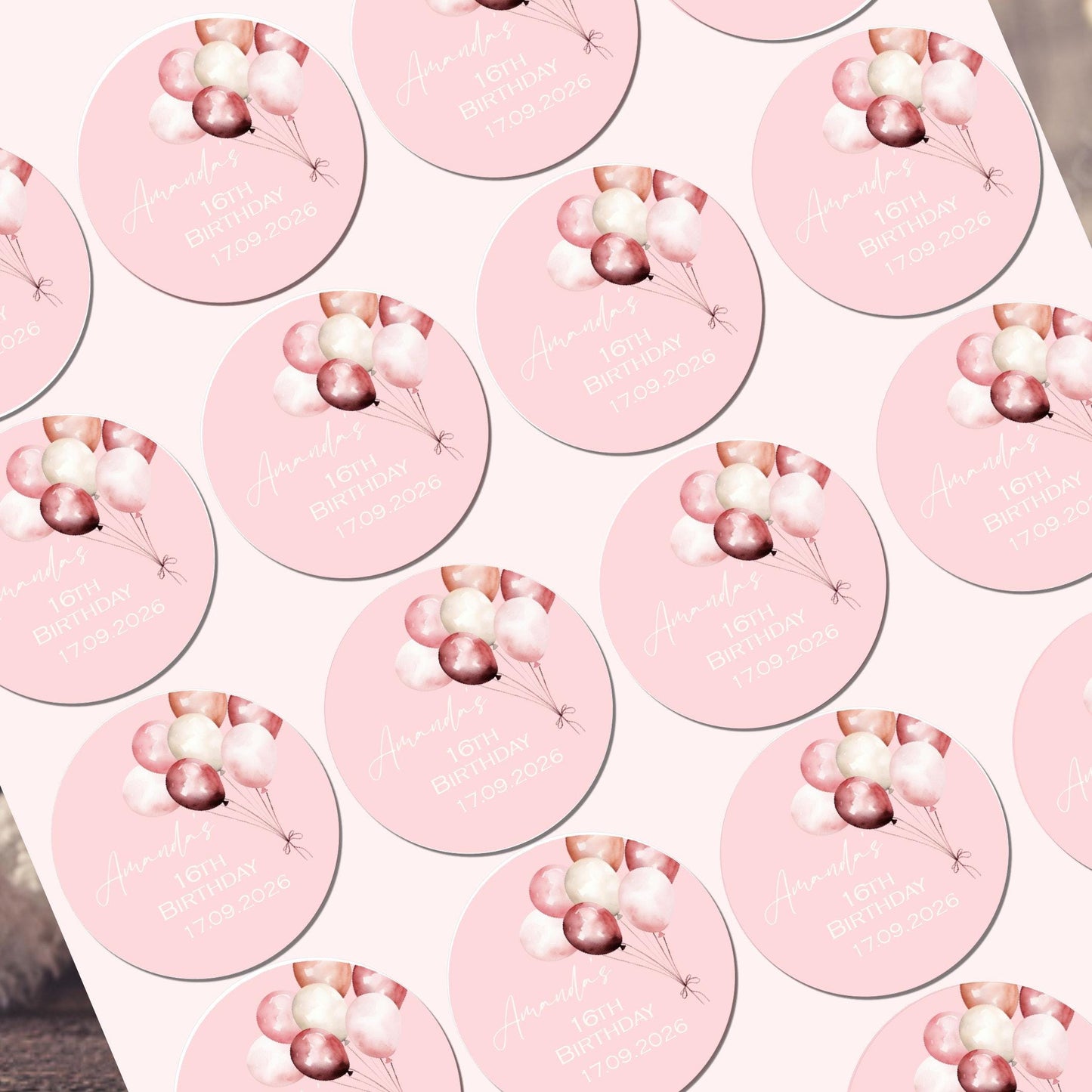 Personalised Birthday Stickers for Favours Party Bags Birthday Cake Seals Birthday Labels Celebration stickers Champagne stickers