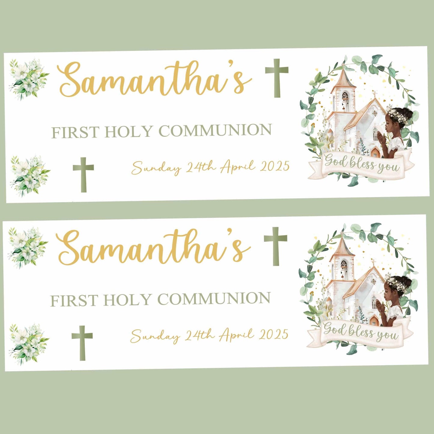 First Holy Communion Personalised Banner , Party Decor, Wall Decoration, 1st Communion or Confirmation, Christening