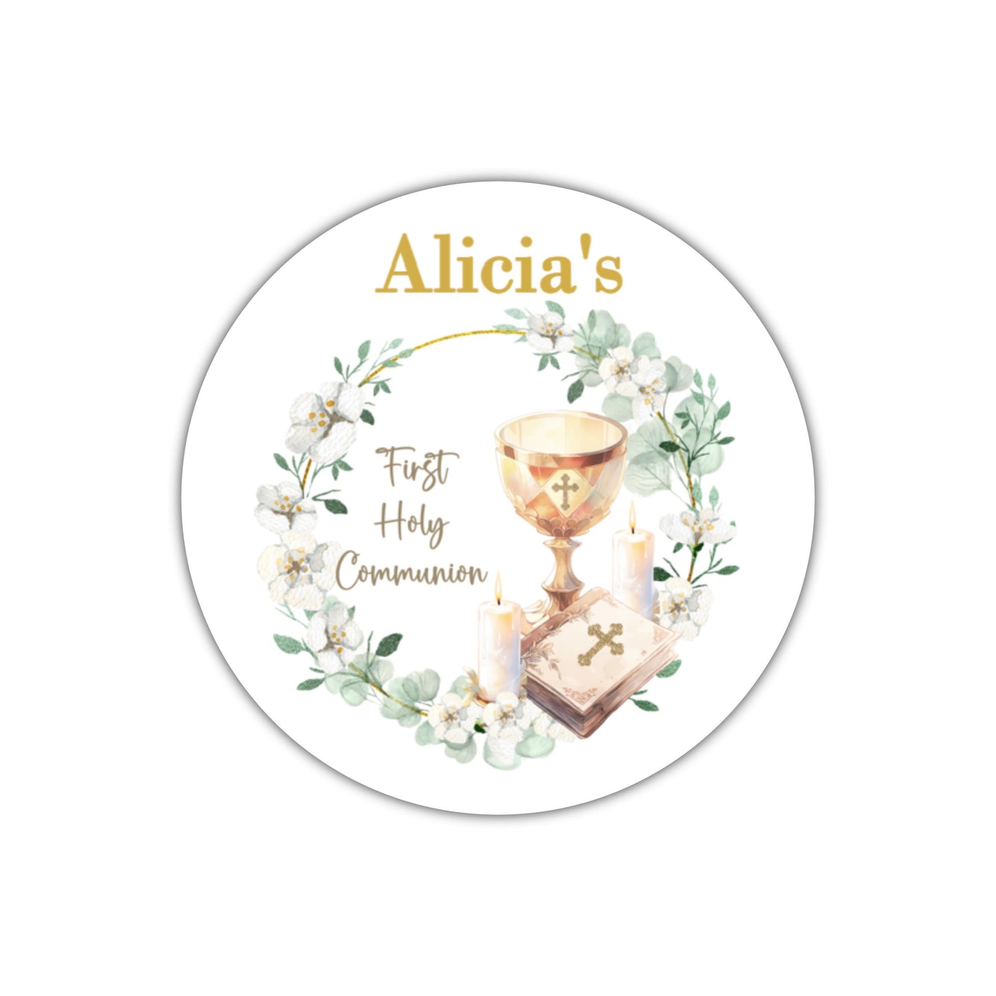 Personalised First Holy Communion Stickers, Party Bag Stickers, Sweet Cone Bags, Christening, Baptism