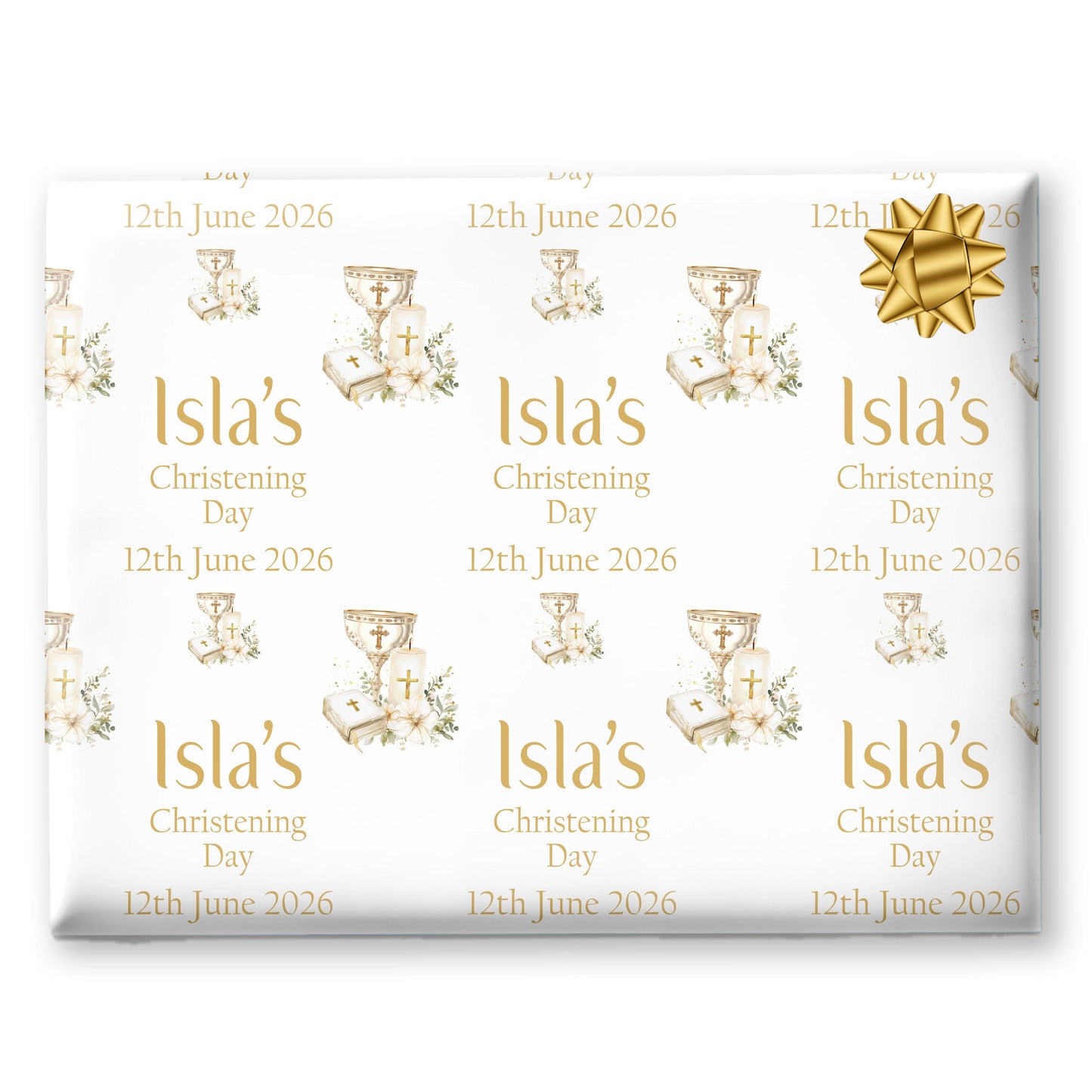 Personalised Christening Gift Wrapping Paper Roll | Custom Baptism Wrapping Paper | Baby Naming Ceremony Gift Wrap | Religious
