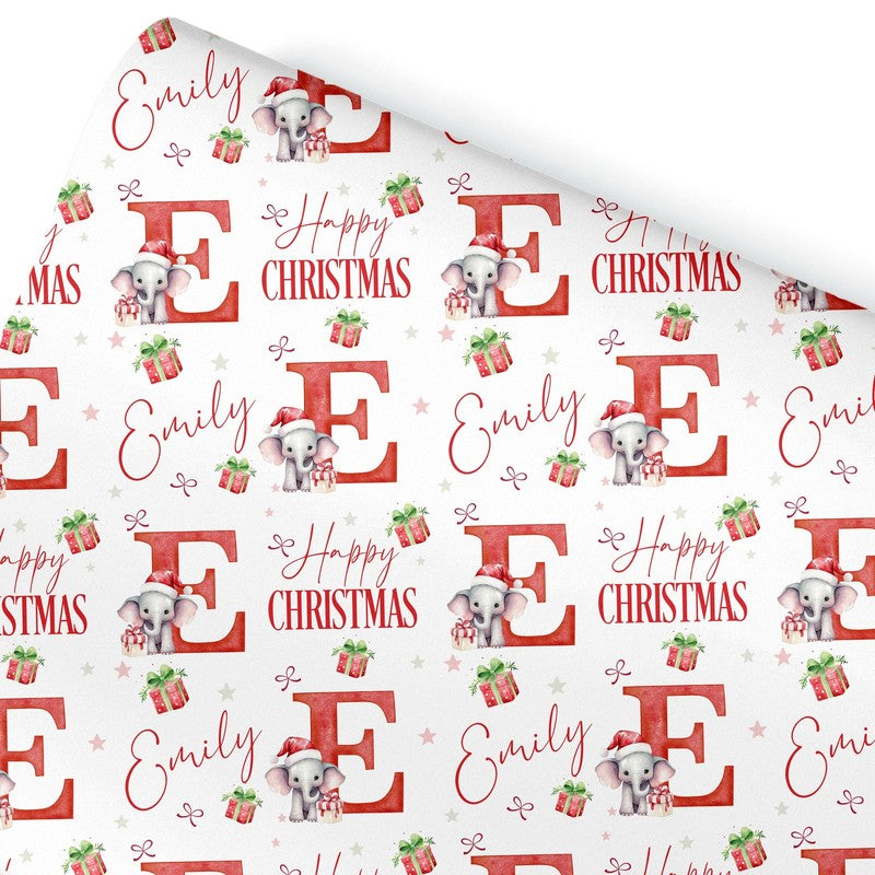 1st Christmas Wrapping Paper, Baby Elephant Gift Wrap