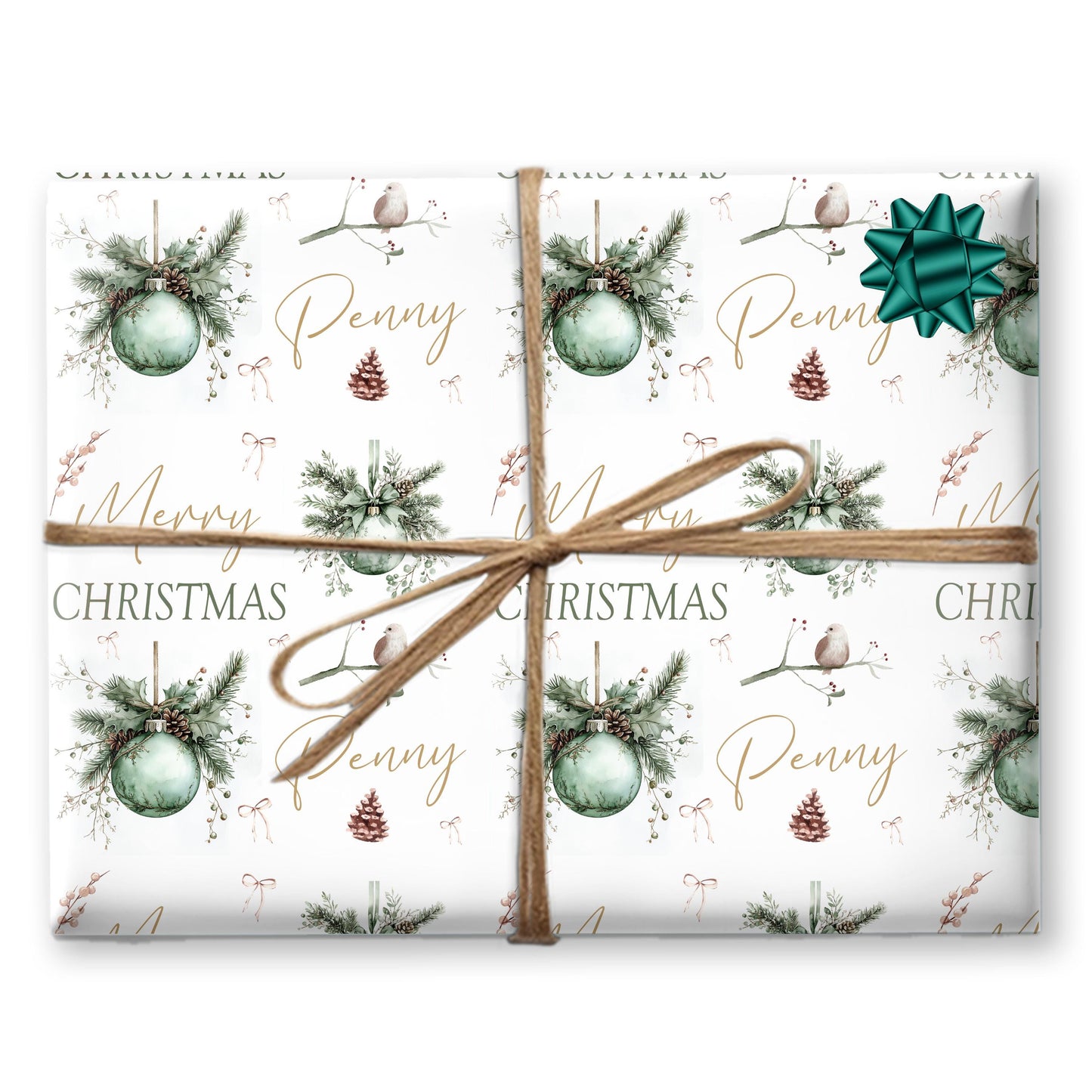 Personalised Wrapping Paper, Christmas Baubles, For Her | Personalised Christmas Gift Wrap| Personalised Gift Wrap | Nan ,Gran. Mum