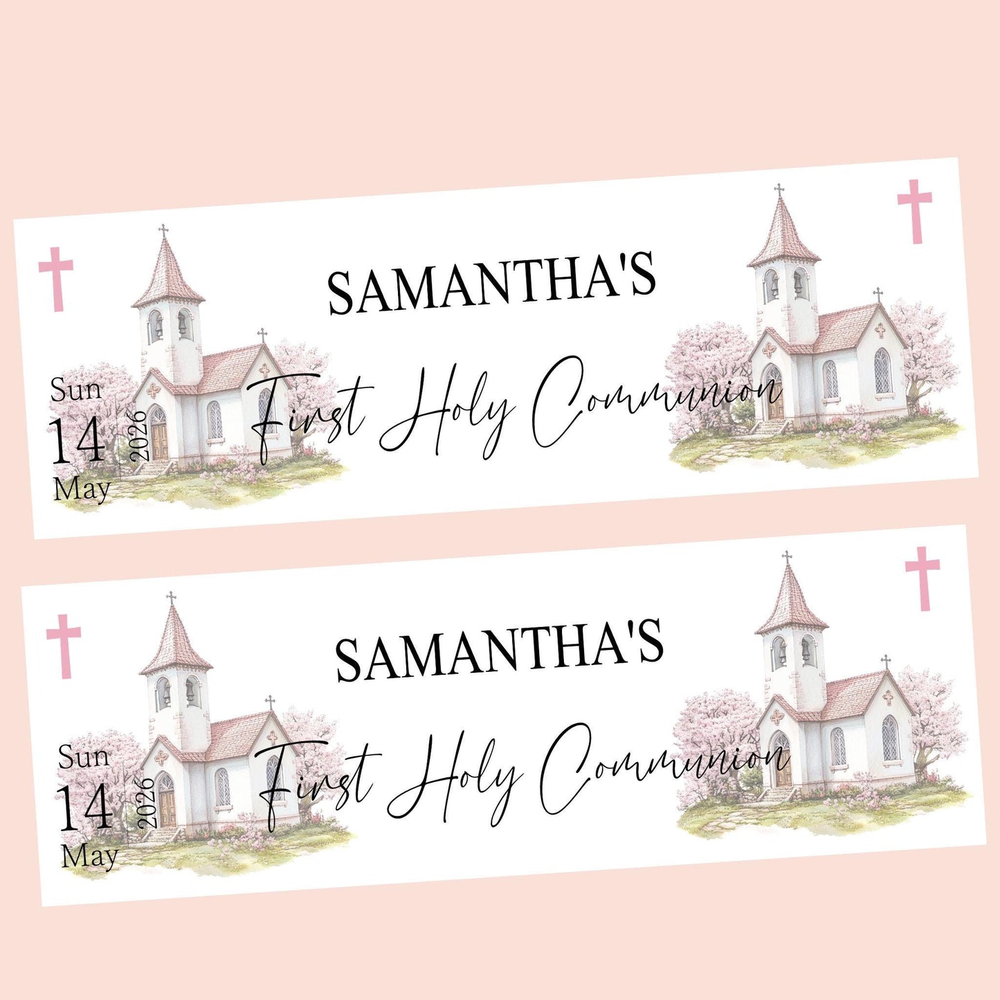 Personalised First Holy Communion Banner, Baptism Confirmation Party Decor