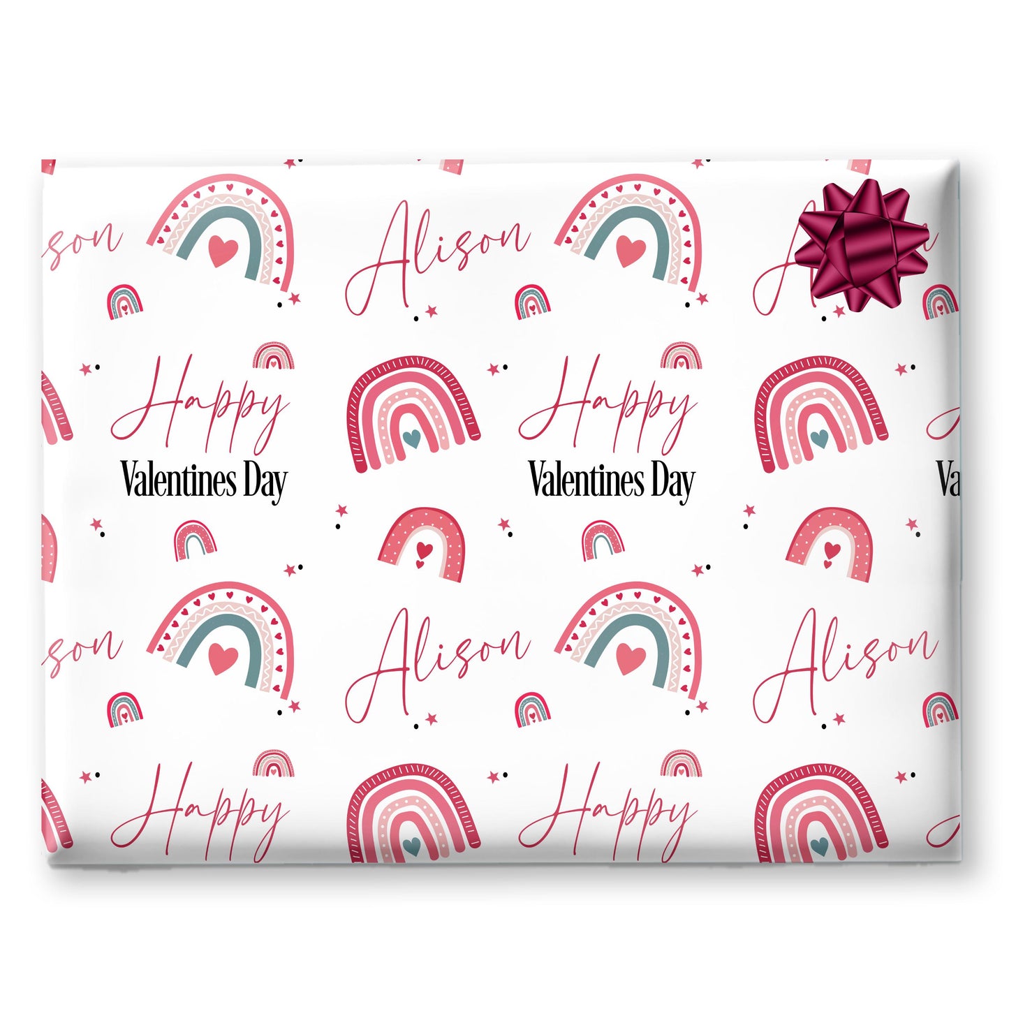 Personalised Valentines Wrapping Paper, Rainbow design, Valentines Gifts, Gift Wrap, Valentines gift bag, gifts for her