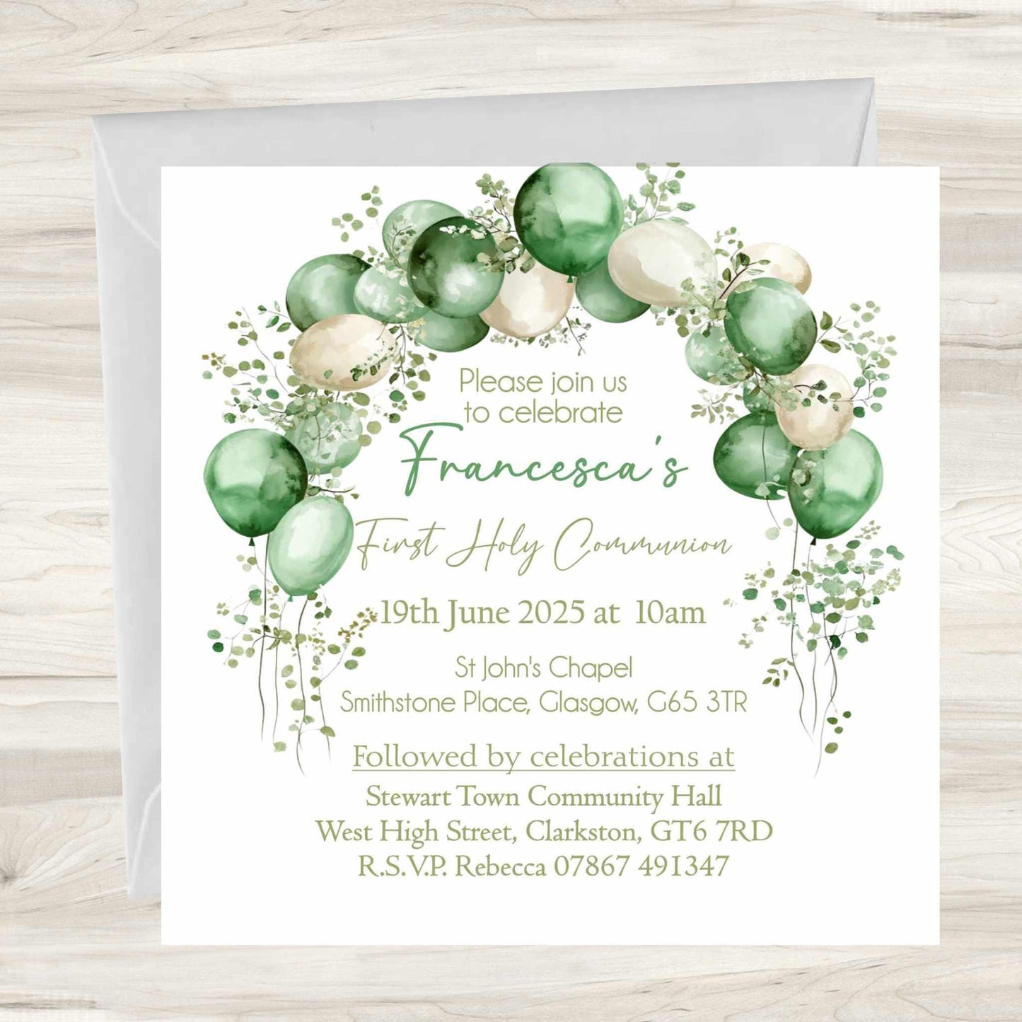 10 Printed Personalised First Holy Communion Invitations, Baptism or Confirmation Party