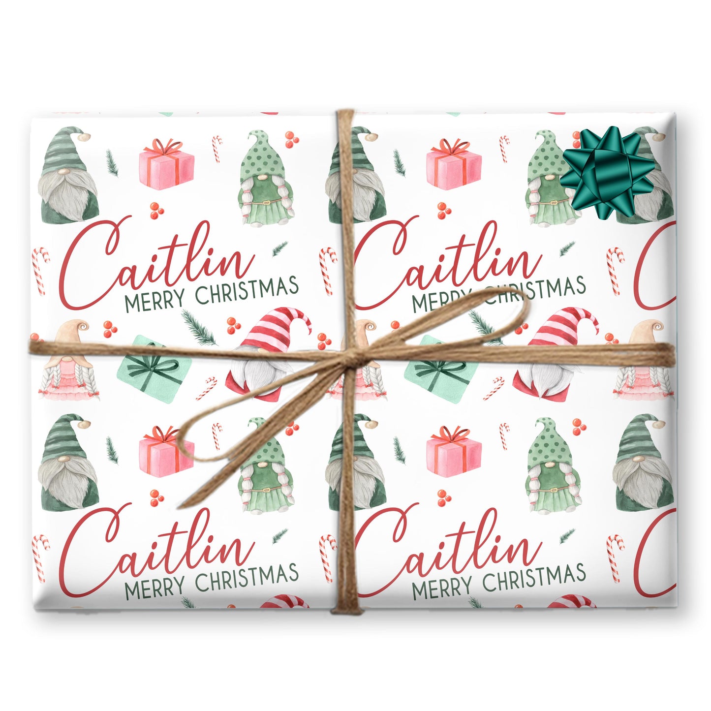 Gonk Christmas Wrapping Paper, Cute Gonks, Personalised Girls Paper, Gift Wrap for Her