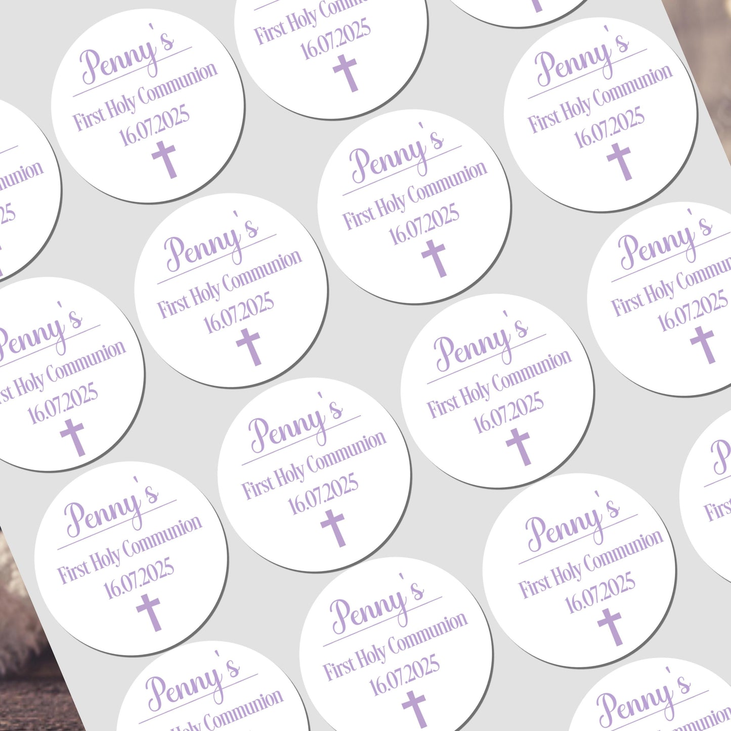 Personalised First Holy Communion Stickers, Party Bag Stickers, Sweet Cone Bags