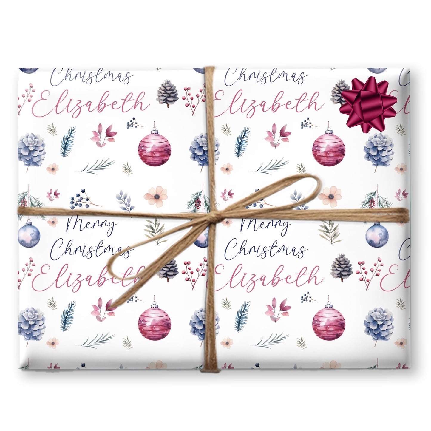 Personalised Gift Wrap For Her | Personalised Christmas Wrapping Paper | Personalised Gift Wrap | Fun Gift Wrap | Baubles Design