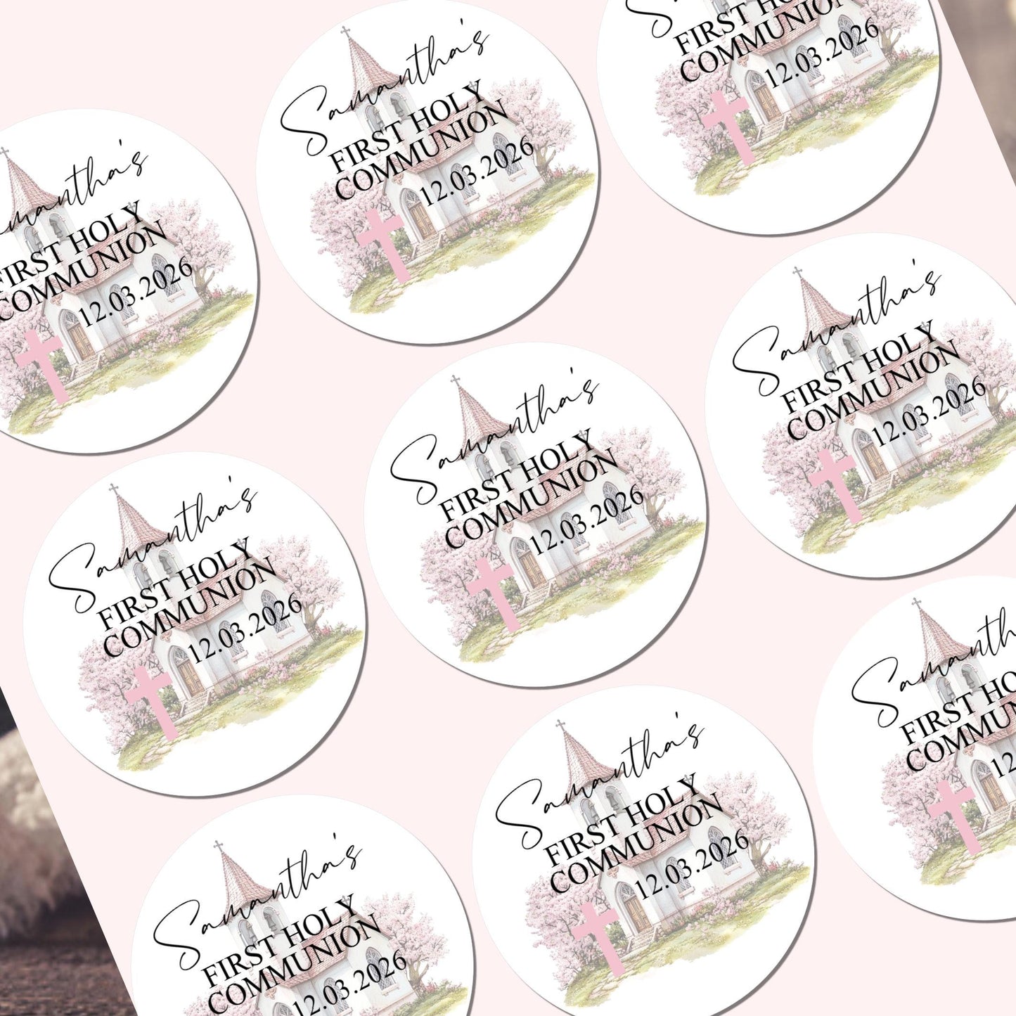 Personalized First Holy Communion Stickers, Party Favor Labels, Confirmation, Christening stickers