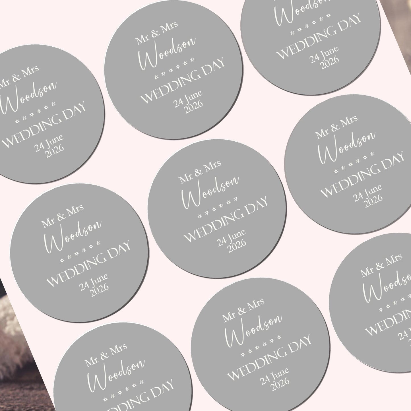 Personalised Wedding Thank You Stickers, Mr & Mrs Party Favours (Watercolour)