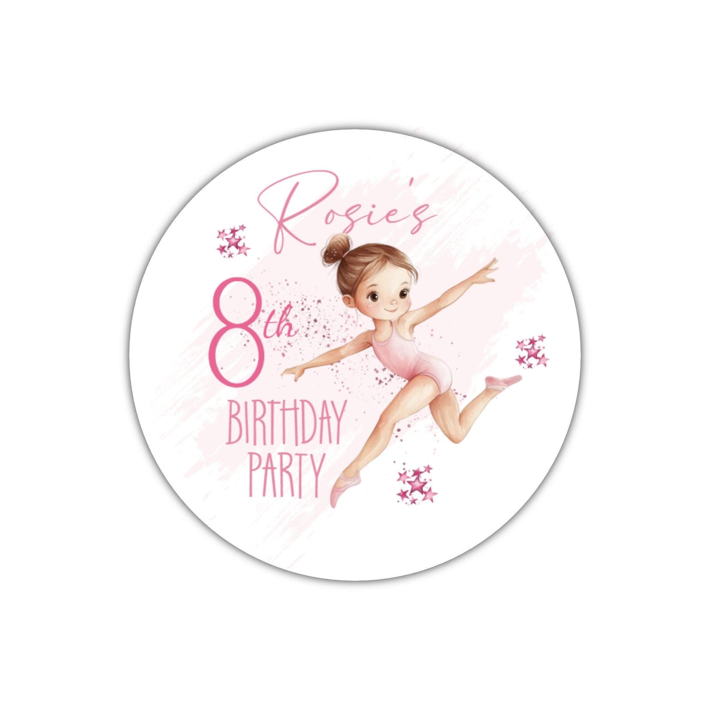 Personalised Birthday Party Stickers Gymnastic girl Dancer Party Favours Party Bags girls party Ballet Stickers Dancing stickers