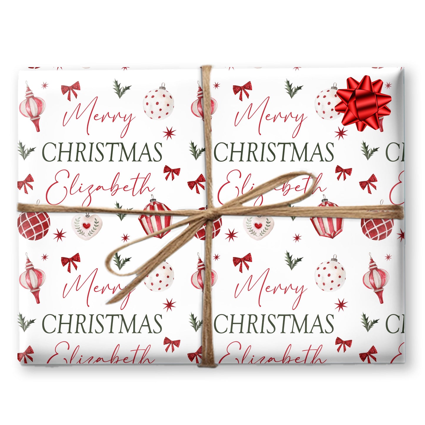 Personalised Wrapping Paper For Her, For Him, Christmas Elements Design, Personalised Christmas Gift Wrap, Auntie, Sister, Mum, Nan, Gran