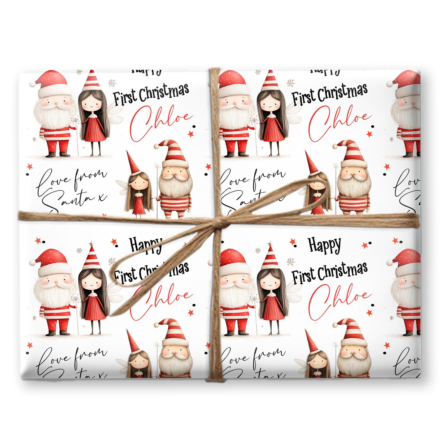 Personalised Santa Gift Wrap | Personalised Christmas Wrapping Paper | Personalised Gift Wrap | Fun Gift Wrap | Santa Claus Fairy