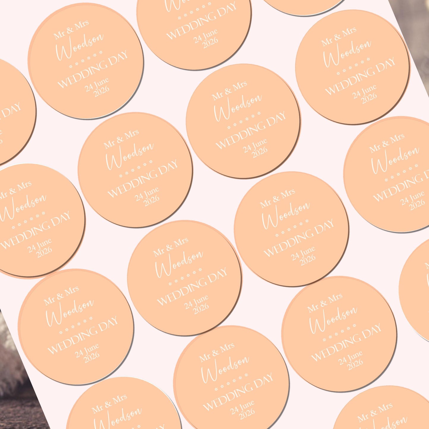 Personalised Wedding Thank You Stickers, Mr & Mrs Party Favours (Watercolour)