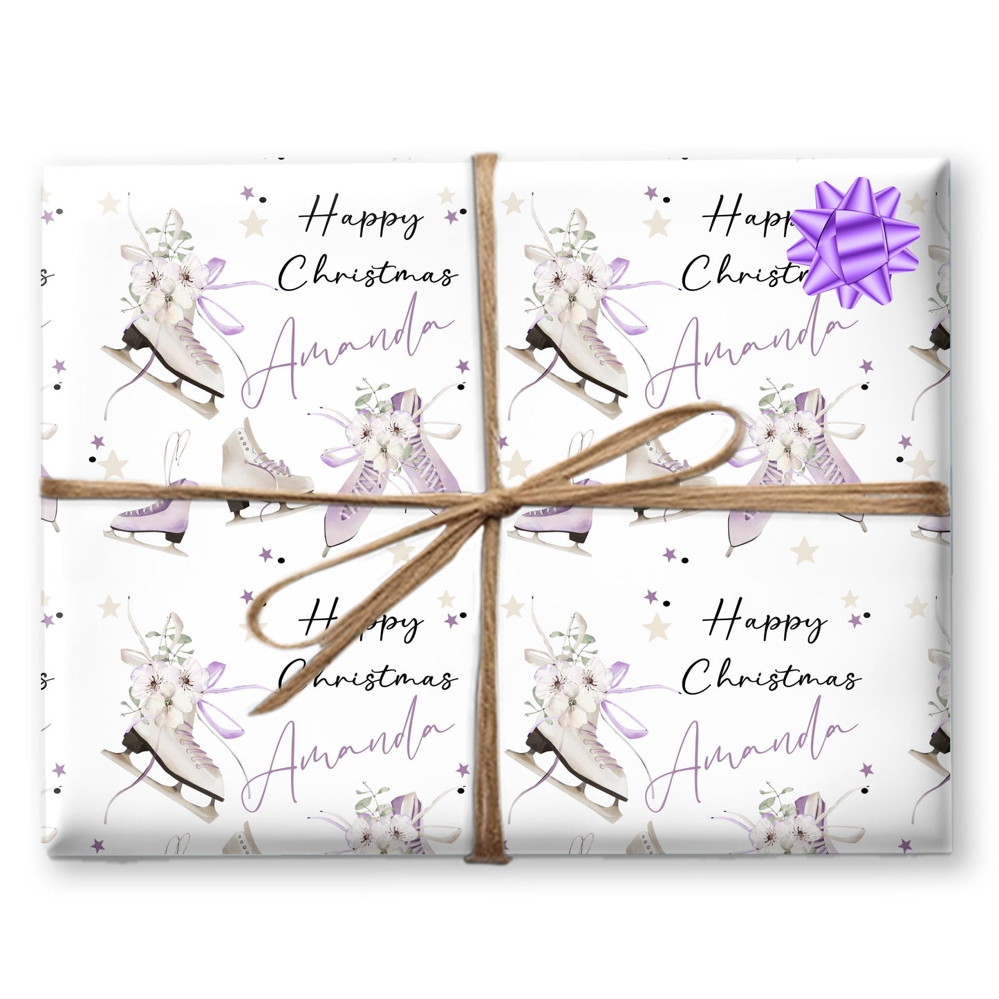 Personalised Gift Wrap | Personalised Christmas Wrapping Paper | Personalised Gift Wrap | Fun Gift Wrap | Ice Skating | Girls Paper