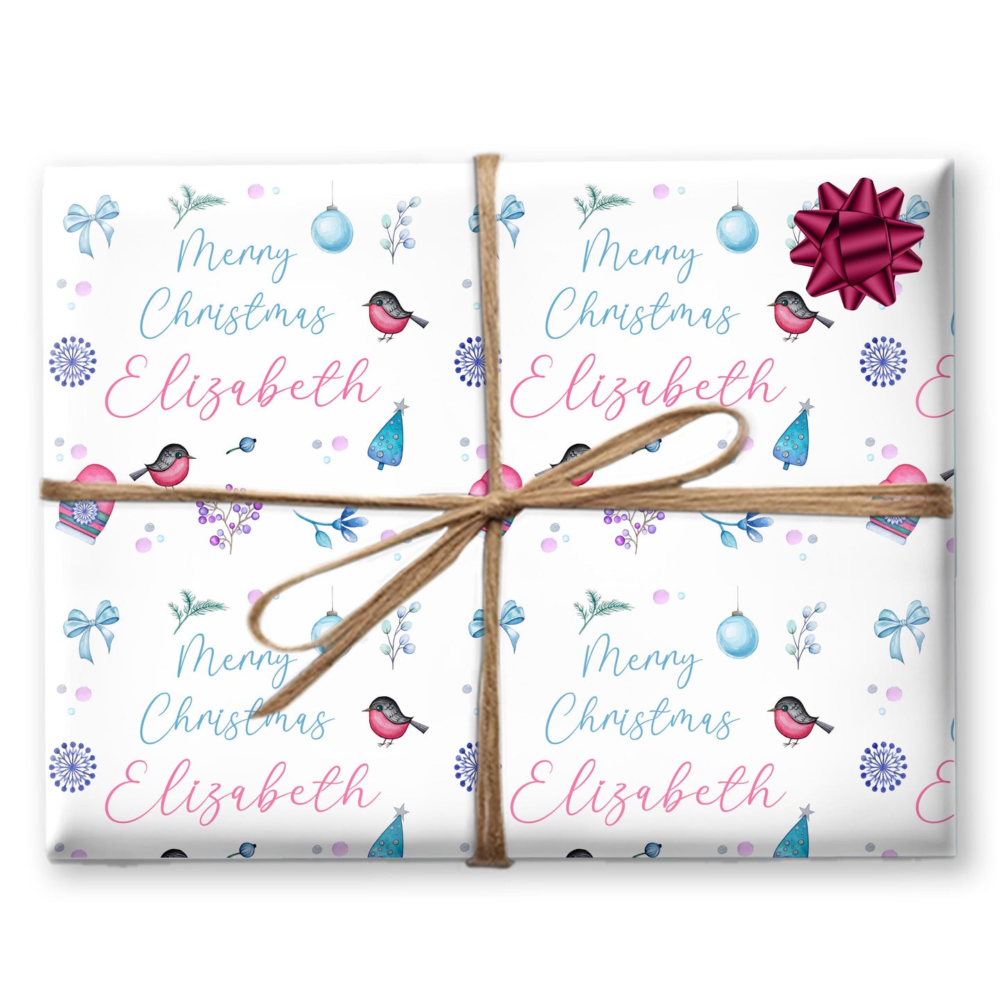 Personalised Gift Wrap | Personalised Christmas Wrapping Paper | Personalised Gift Wrap | Fun Gift Wrap | Robins