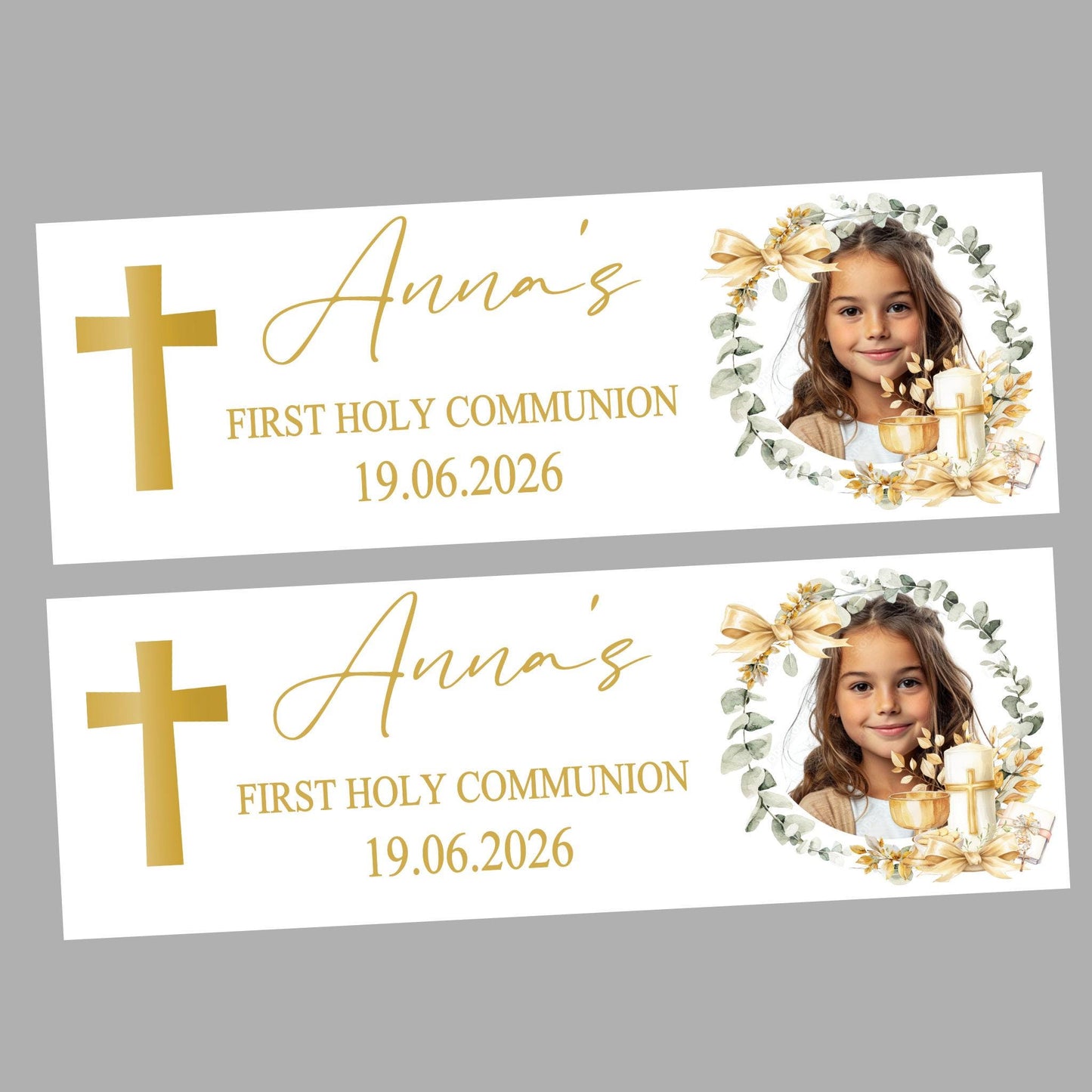 Personalised First Holy Communion Banner, Baptism Confirmation Party Decor
