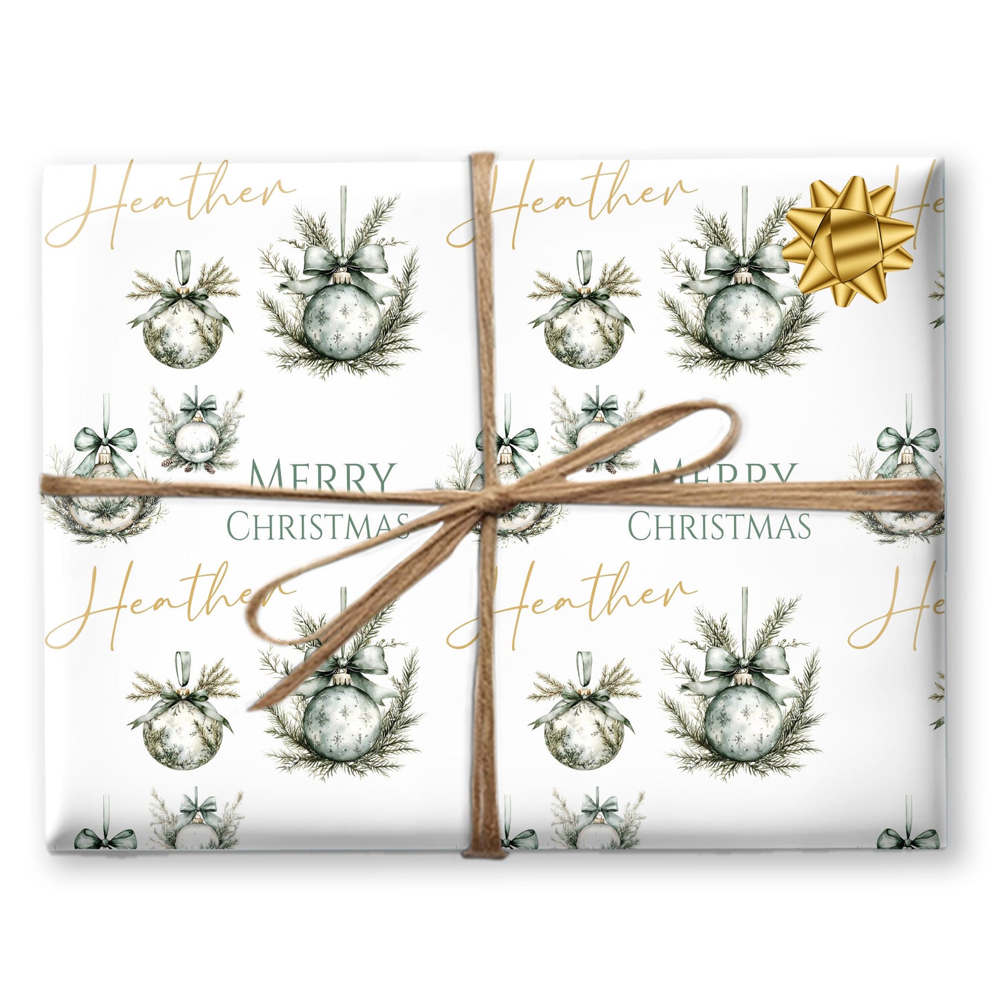 Personalised Wrapping Paper, Christmas Baubles, For Her | Personalised Christmas Gift Wrap| Personalised Gift Wrap | Wife ,Gran. Mum