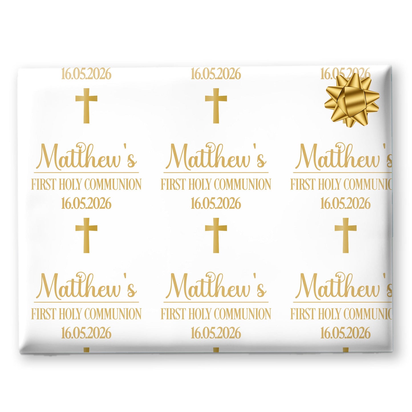 First Holy Communion Wrapping Paper – Personalised with Name & Date