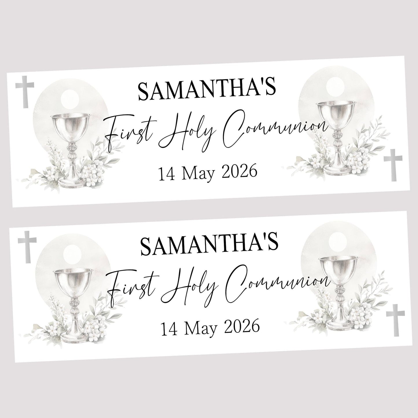 Personalised First Holy Communion Banner, Baptism Confirmation Party Decor
