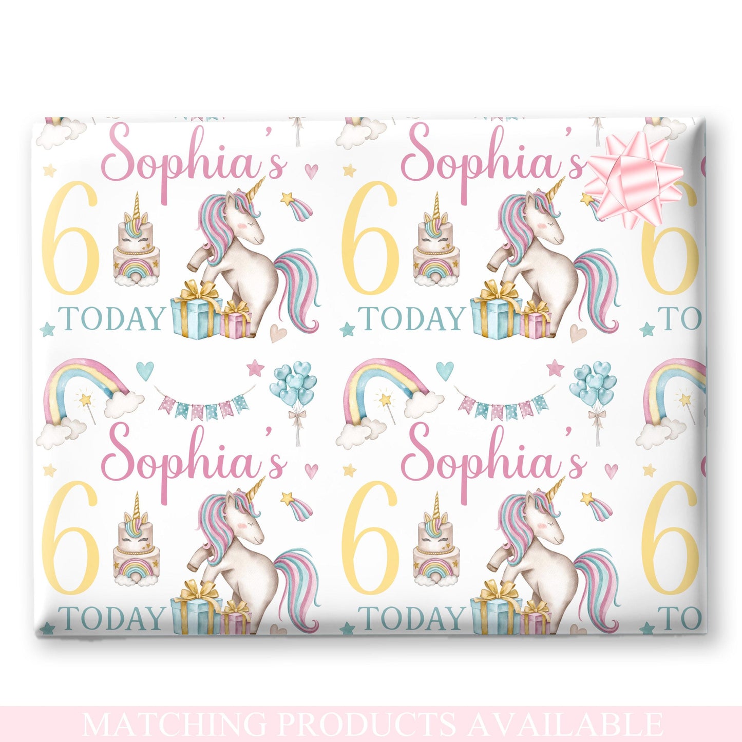 Personalised Unicorn Gift Wrapping Paper – Custom Name & Magical Unicorn Design for Kids' Gift