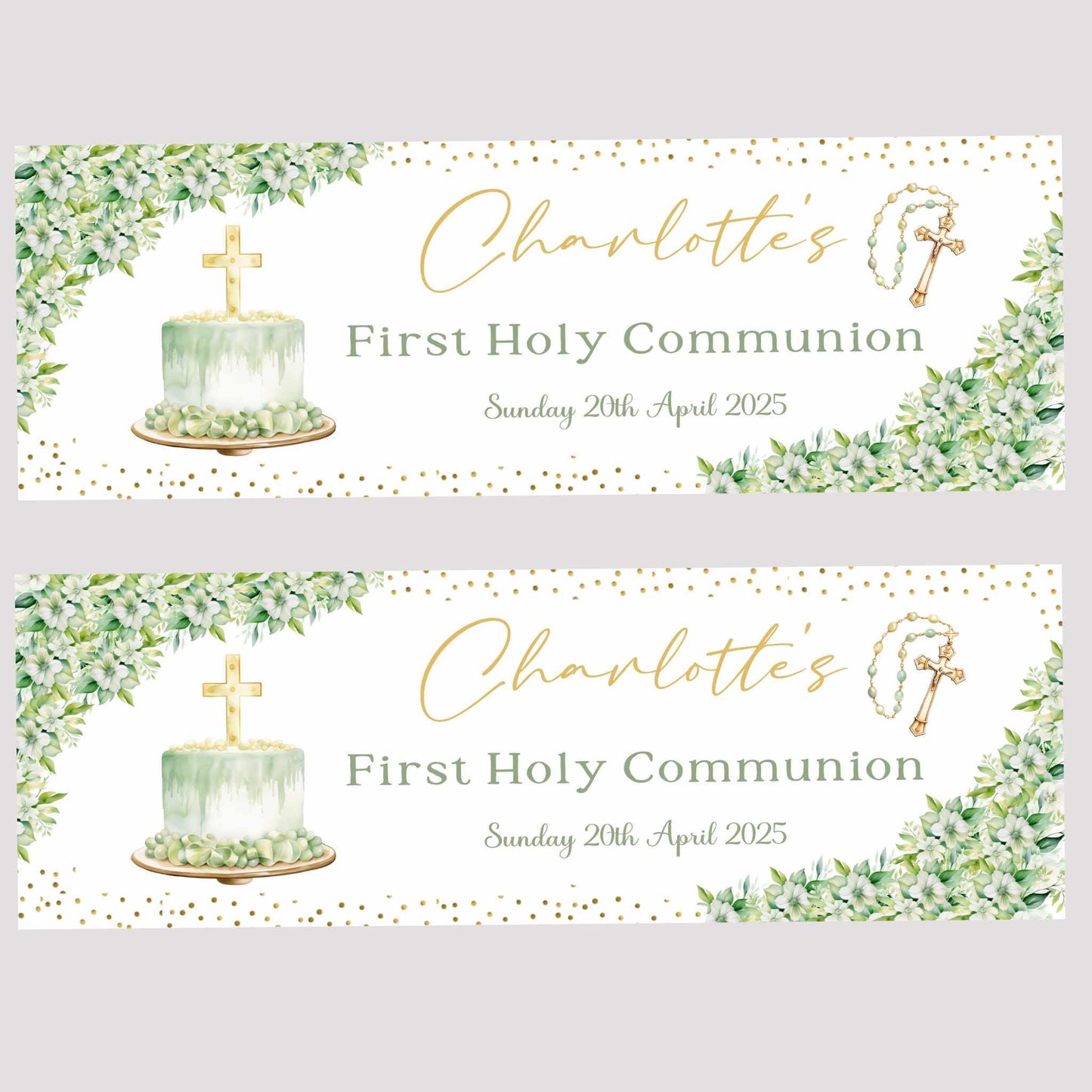 First Holy Communion Personalised Party Banners, Party Decor, Wall Decoration, 1st Communion or Confirmation