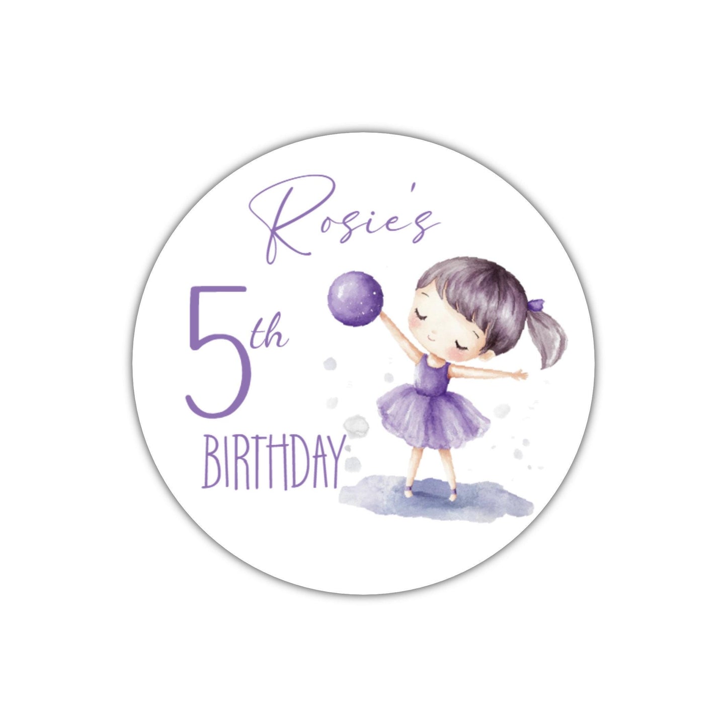 Personalised Birthday Party Stickers Gymnastic girl Dancer Party Favours Party Bags girls party