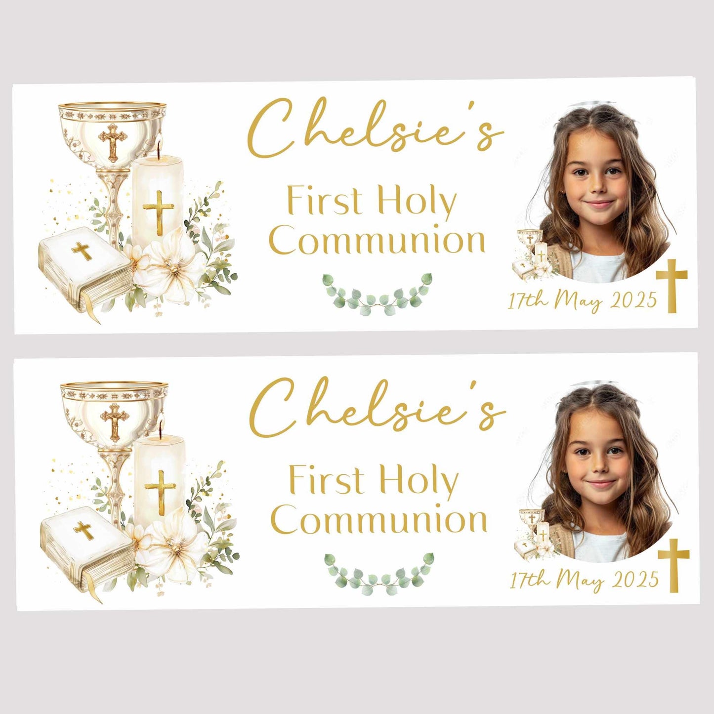First Holy Communion Personalised Party Banners, Party Decor, Wall Decoration, 1st Communion or Confirmation, Christening