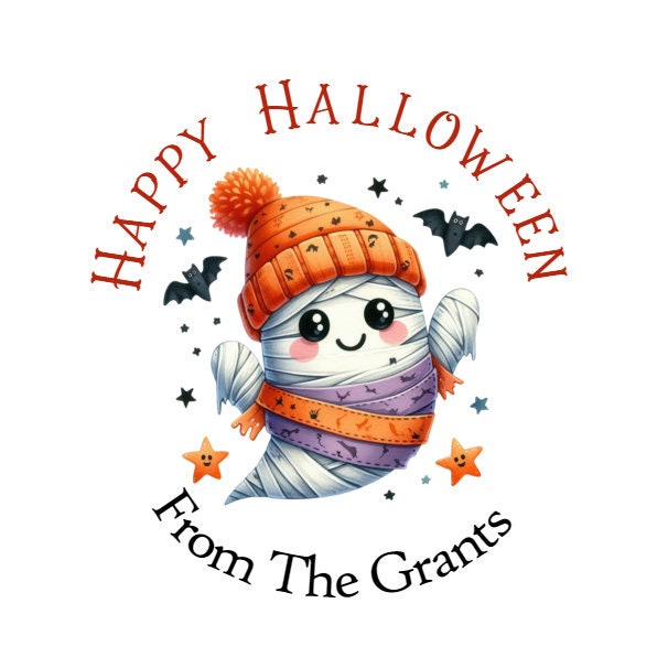 Personalised Halloween Stickers Labels for Sweet Cones Trick or Treat Bags
