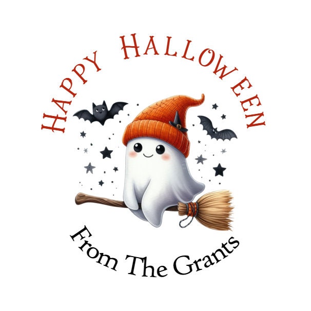 Personalised Halloween Stickers Labels for Sweet Cones Trick or Treat Bags