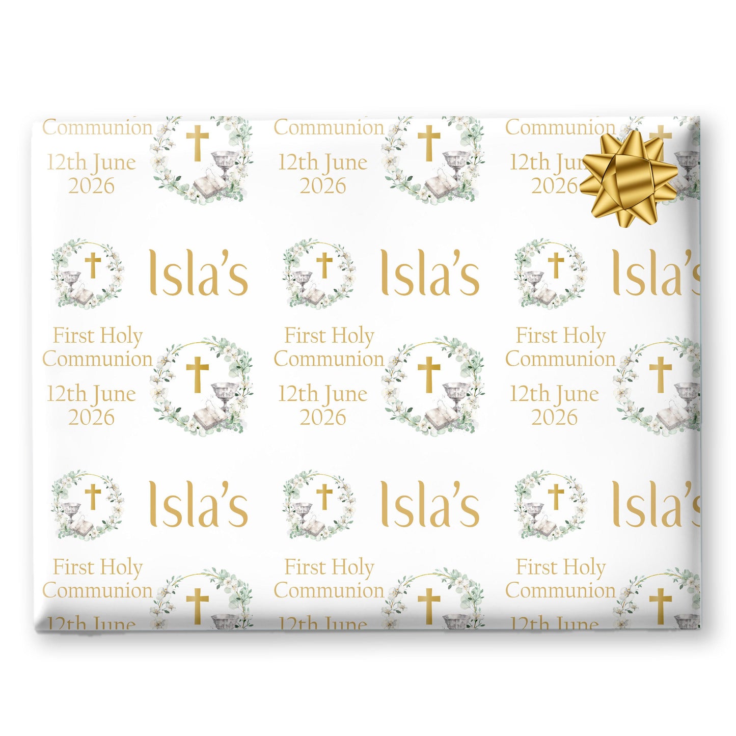 First Holy Communion Wrapping Paper – Personalised with Name & Date