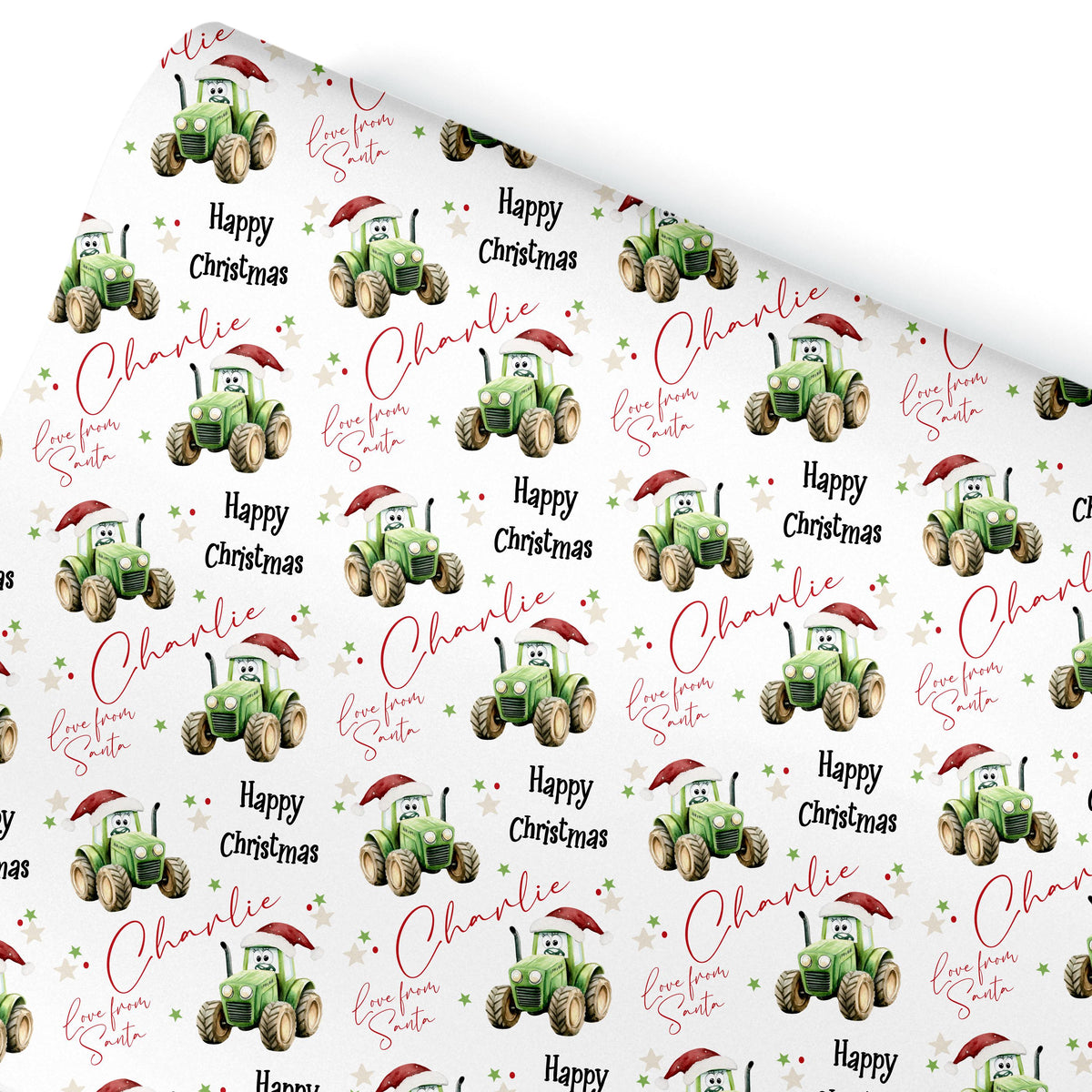 Children’s Wrapping Paper Fun Green Tractor Design- Tractor kids christmas wrapping paper