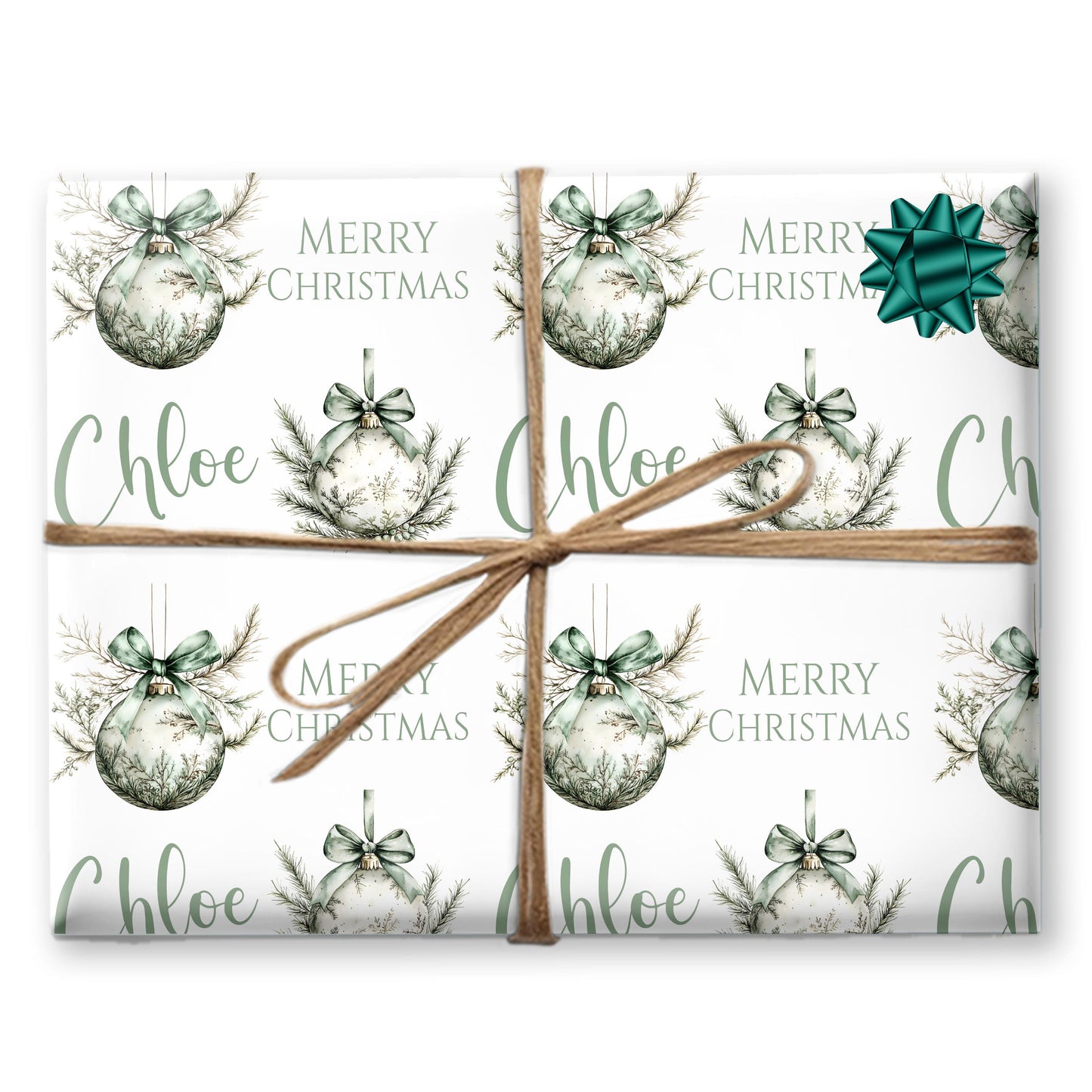 Personalised Wrapping Paper, Christmas Baubles, For Her | Personalised Christmas Gift Wrap| Personalised Gift Wrap
