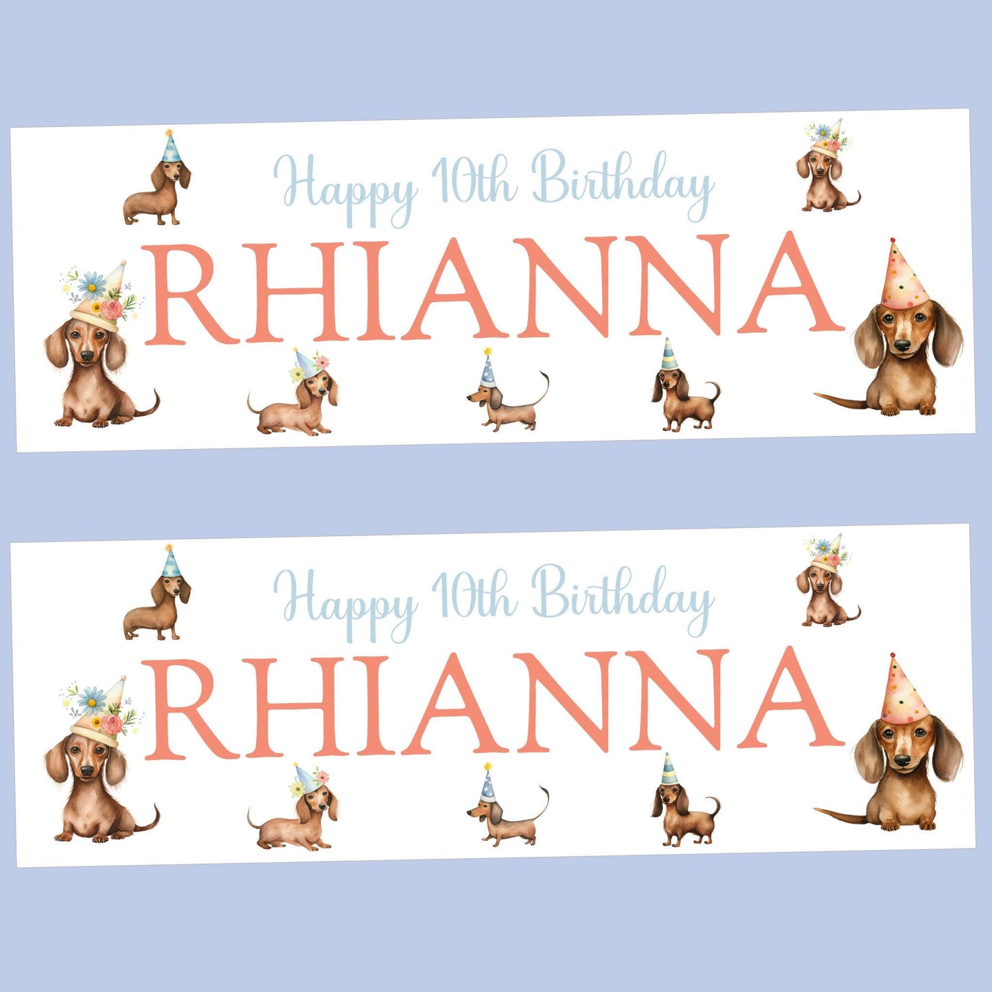 Personalised Happy Birthday Party Banner, Party Decor, Add Name Age, Dachshund Dog Design