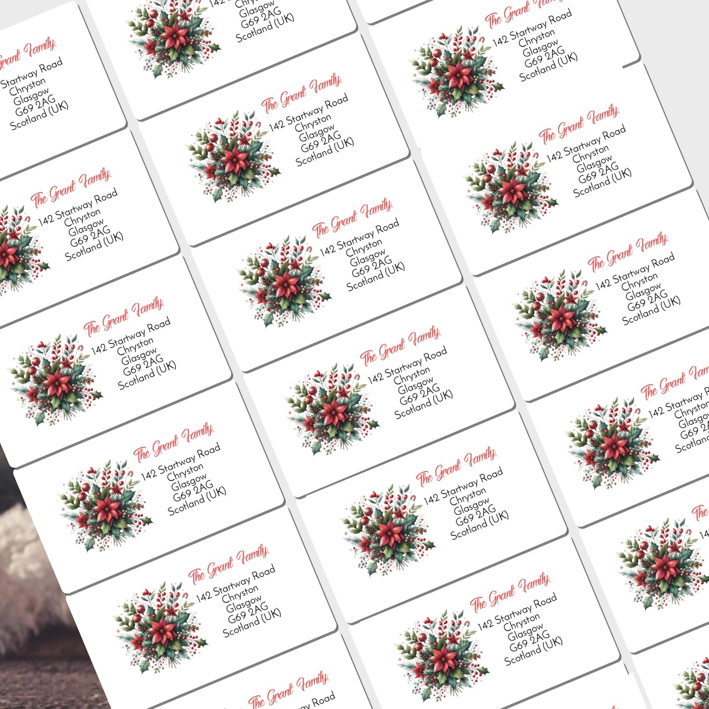 A4 sheet of 24 rectangle personalised christmas mix gift presents tag stickers new home labels