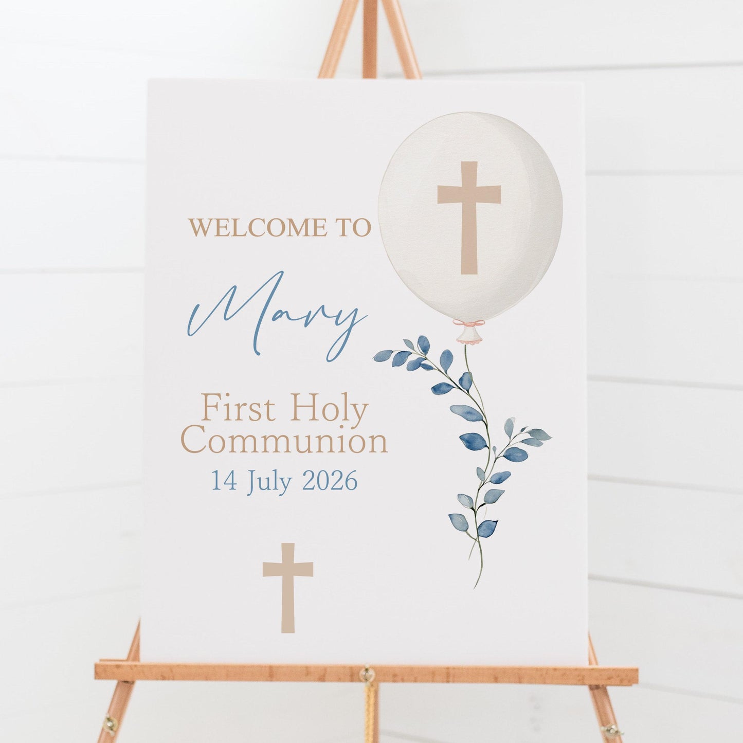 First Holy Communion Welcome Sign Personalised Printed, Custom Baptism & Christening Sign